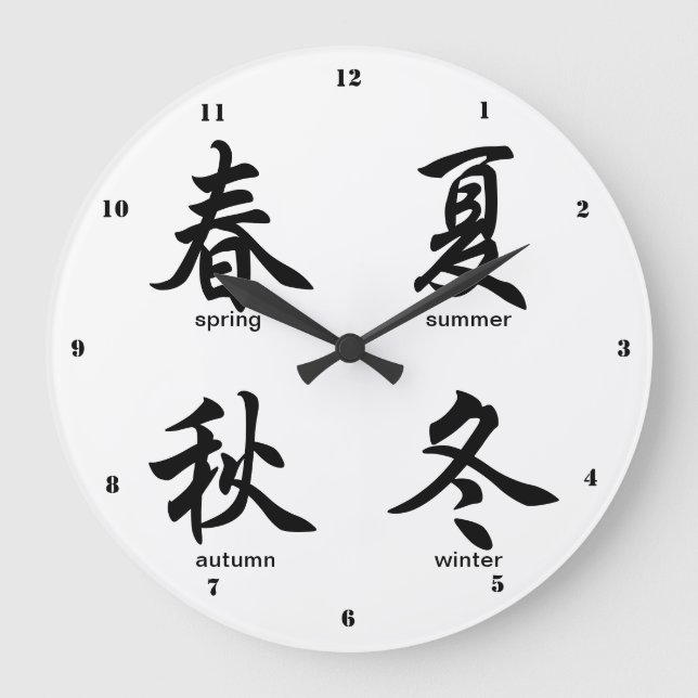 Reloj Redondo Grande Las cuatro estaciones, el kanji japonés (Anverso)