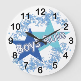 Reloj Redondo Grande Las estrellas azules de la regla de los muchachos