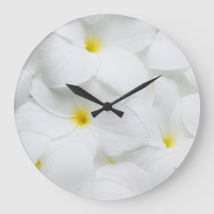 Reloj Redondo Grande Las flores de los leus del Plumeria personalizaron
