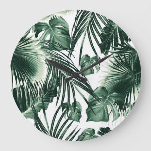Reloj Redondo Grande Las hojas de la selva tropical sueñan #7a #tropic