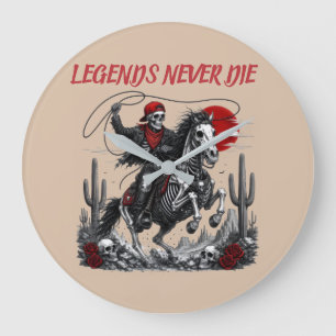 Reloj Redondo Grande LAS LEYENDAS NUNCA MUEREN – Vaquero Esqueleto Mont