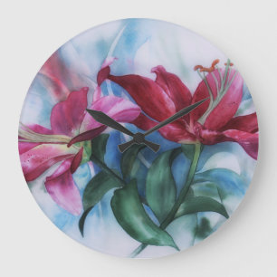 Reloj Redondo Grande Las Lilillas De Vino En La Acuarela Pastel