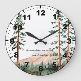 Reloj Redondo Grande Las Montañas Llaman - Montañas, Niebla, Pino
