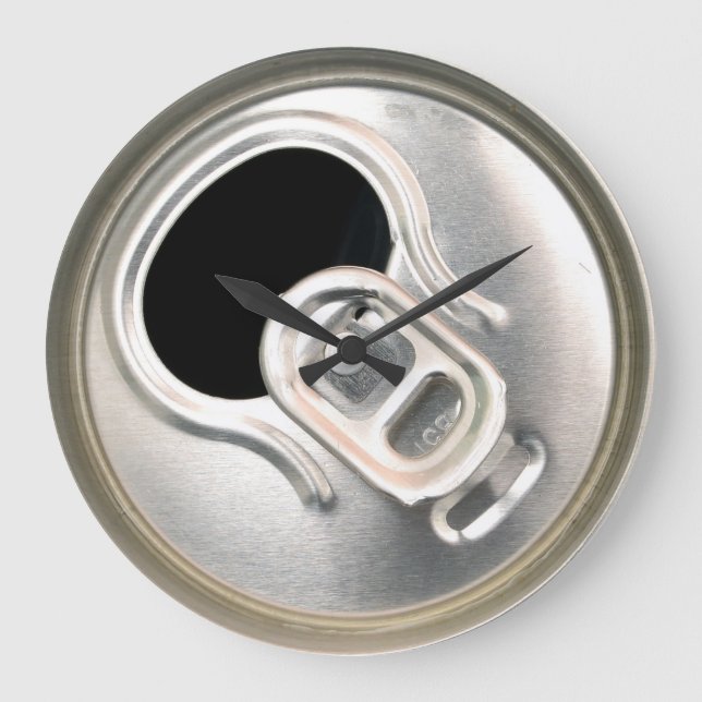 Reloj Redondo Grande lata de cerveza para bebida metalizado (Anverso)