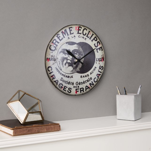 Reloj Redondo Grande Lata de pulido francés (Oficina)