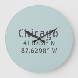Reloj Redondo Grande Latitud Longitud de Chicago