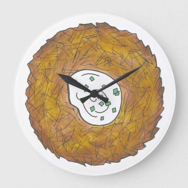 Reloj Redondo Grande Latke Potato Pancakes Jewish Cuisine Foodie (Anverso)