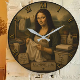 Reloj Redondo Grande Laundry Funny Mona Lisa Housekeeping Gift