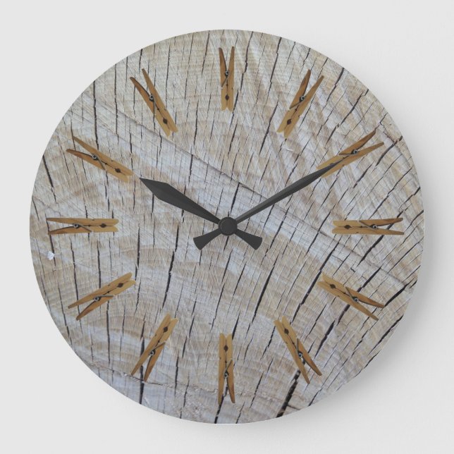 Reloj Redondo Grande Laundry Room Clothespins (Anverso)