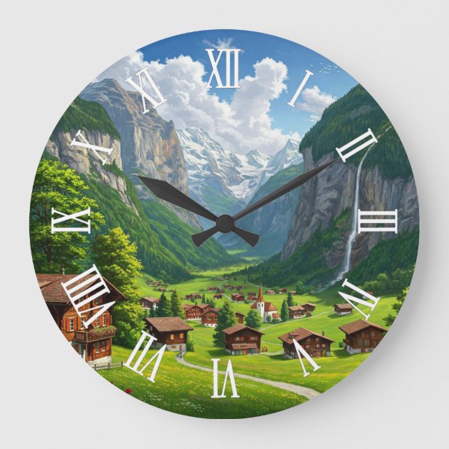 Reloj Redondo Grande Lauterbrunnen Suiza Travel (Anverso)