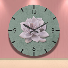Reloj Redondo Grande Lavanda de Cottagecore Echeveria de mano
