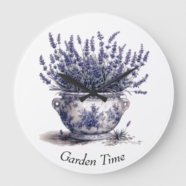 Reloj Redondo Grande Lavanda en azul delft (Anverso)