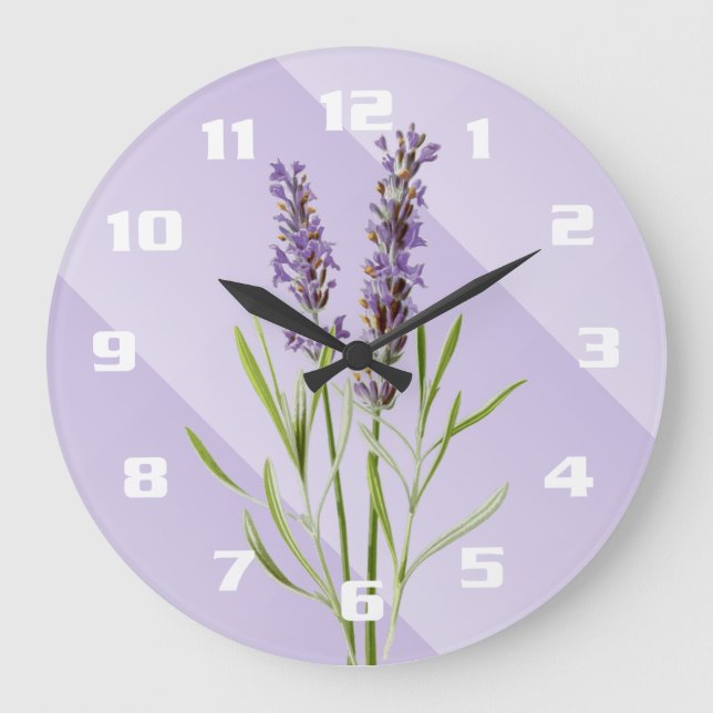 Reloj Redondo Grande Lavanda morado suave y elegante (Anverso)