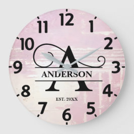 Reloj Redondo Grande Lavanda Pálida Molesta Un Monograma