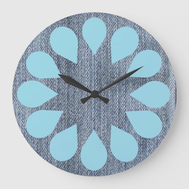 Reloj Redondo Grande Lavandería de habitación Denim Spin Cycle (Anverso)