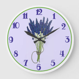 Reloj Redondo Grande Lavandula Lavender Bunch Herb Purple Flower Garden