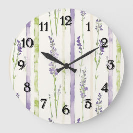 Reloj Redondo Grande Lavender Stripes Floral