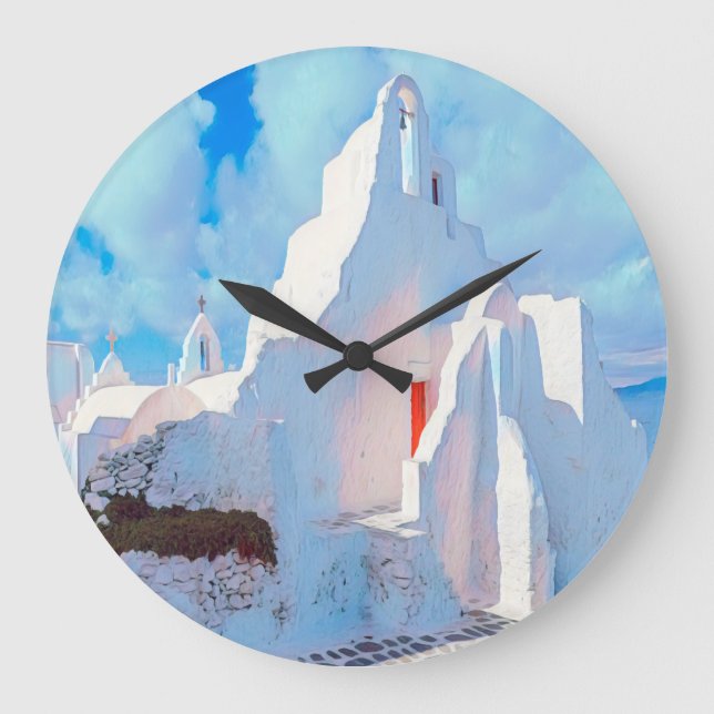 Reloj Redondo Grande ldp MYKONOS - iglesia característica - (Anverso)