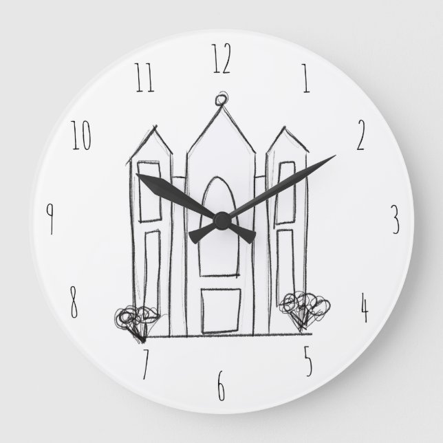 Reloj Redondo Grande LDS Salt Lake City Temple simple mormón moderno (Anverso)