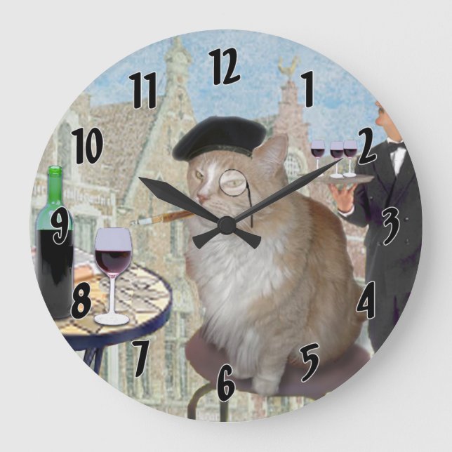 Reloj Redondo Grande Le Cat du Cafe (Anverso)