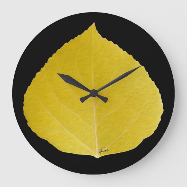 Reloj Redondo Grande Leaf amarillo #5 (Anverso)