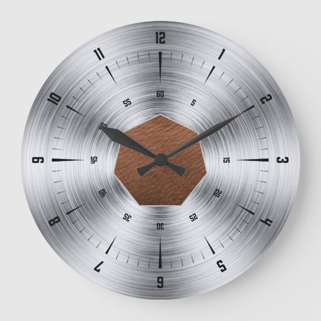 Reloj Redondo Grande Leather and Steel Print Large Clock (Anverso)