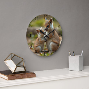Reloj Redondo Grande Lecciones De Vida De Mama Y Quokka Bebé,