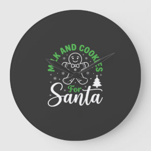 Reloj Redondo Grande Leche y Galletas de Navidad para Santa