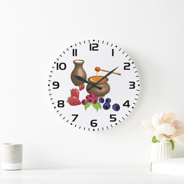 Reloj Redondo Grande Leche y Miel con Bayas Comida Rústica (Subido por el creador)
