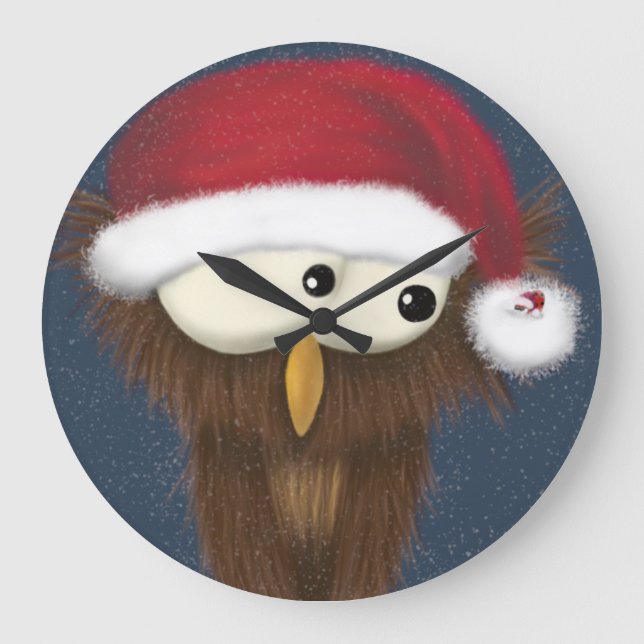 Reloj Redondo Grande Lechuza dulce y festiva (Anverso)