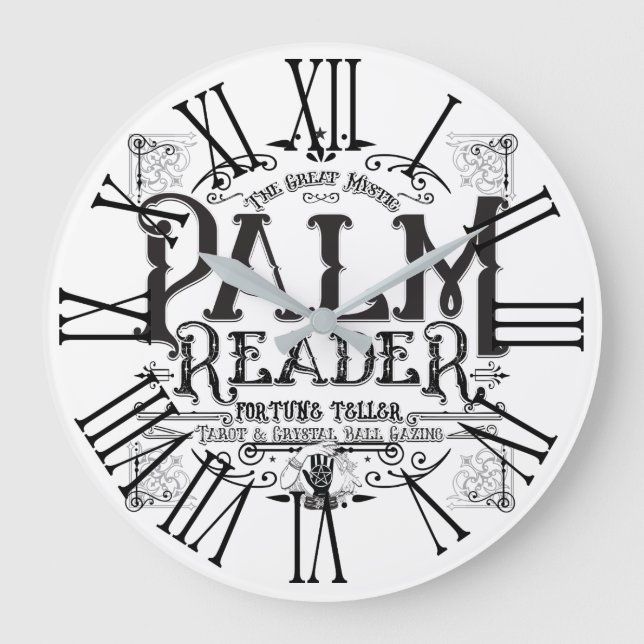Reloj Redondo Grande Lector de palma Vintage Magic Fortune Teller Rótul (Anverso)