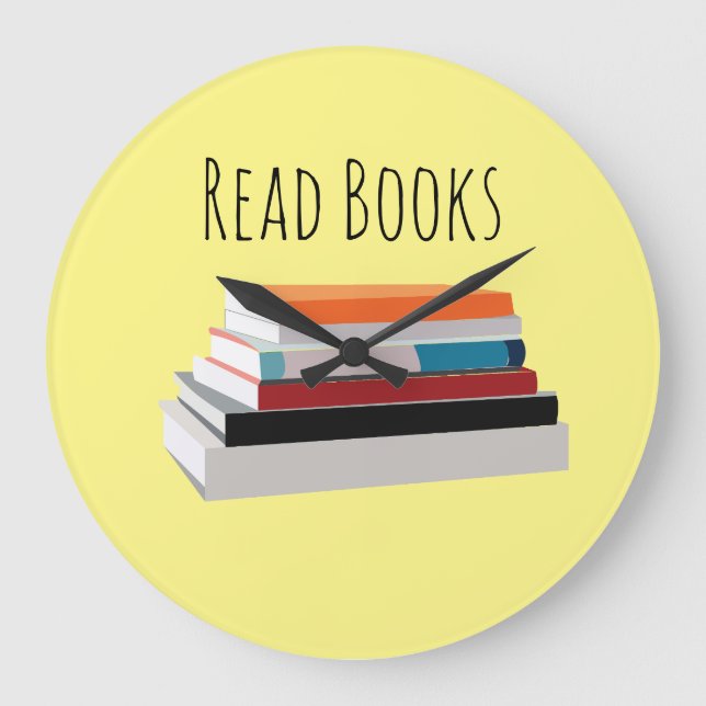 Reloj Redondo Grande Leer libros Amante de los libros Personalizado (Anverso)