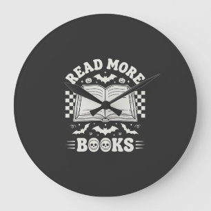 Reloj Redondo Grande Leer Más Libros Retro Halloween Amante De Los Libr