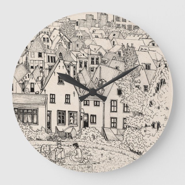 Reloj Redondo Grande Leiden South Holland Holanda Planeación de lápiz d (Anverso)