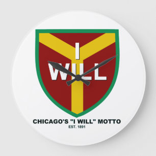 Reloj Redondo Grande Lema "Lo Haré", eslogan de Chicago, IL