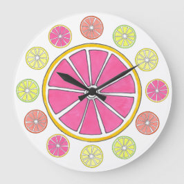 Reloj Redondo Grande Lemon Lime Grapefruit Naranja Citrus Fruit Kitchen