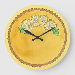 Reloj Redondo Grande Lemon Tart Tarte au Citron Curd Pie Baking Food
