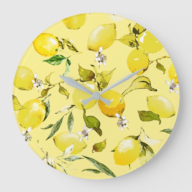 Reloj Redondo Grande Lemones acuarelas 15 (Anverso)