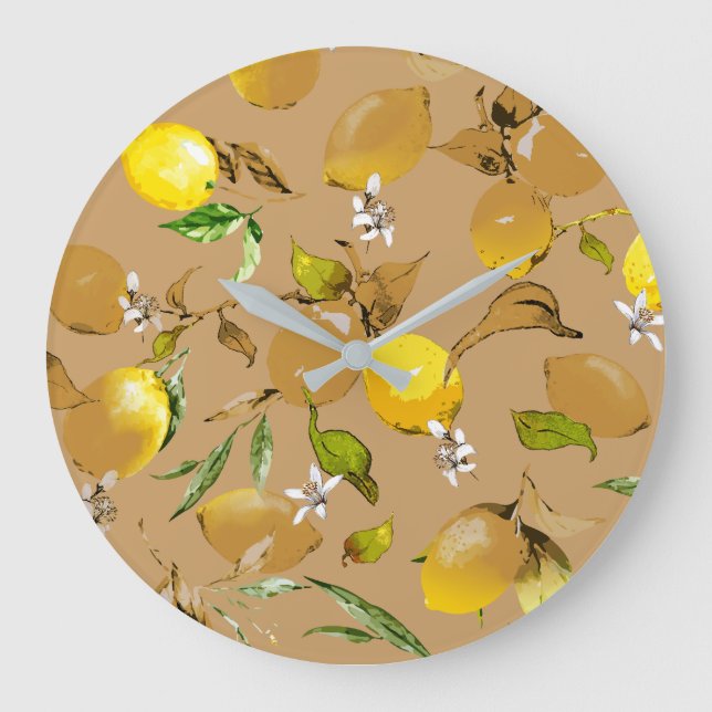 Reloj Redondo Grande Lemones acuarelas 33 (Anverso)