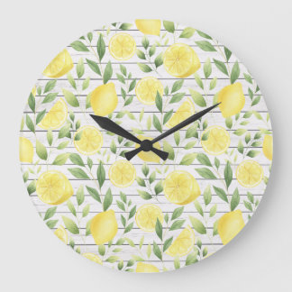 Reloj Redondo Grande Lemones acuarelas y madera de Barnwood