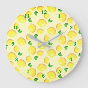 Reloj Redondo Grande Lemones Amarillos Frescos -