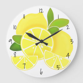 Reloj Redondo Grande Lemones | lonchas de limón | cítricos soleados 