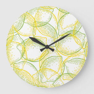 Reloj Redondo Grande Lemones y Limes: Patrón fresco.