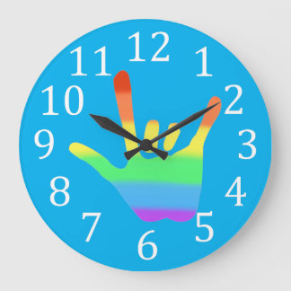 Reloj Redondo Grande Lenguaje de Rótulo Amo Hand ASL Bloques de colores