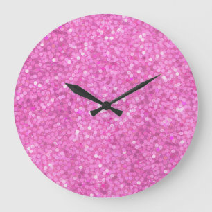Reloj Redondo Grande Lentejuelas rosadas brillantes