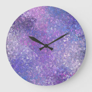 Reloj Redondo Grande Lentejuelas rosadas y moradas Brillo 