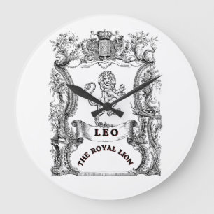 Reloj Redondo Grande Leo El León Real   Póster vintage del zodíaco en p