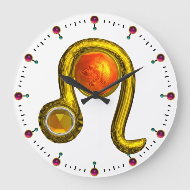 RELOJ REDONDO GRANDE LEO GOLD ZODIAC BIRTHDAY JEWEL CON TOPAZ GEMSTONE (Anverso)
