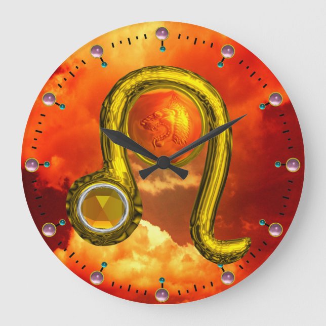 RELOJ REDONDO GRANDE LEO GOLD ZODIAC BIRTHDAY JEWEL CON TOPAZ GEMSTONE (Anverso)
