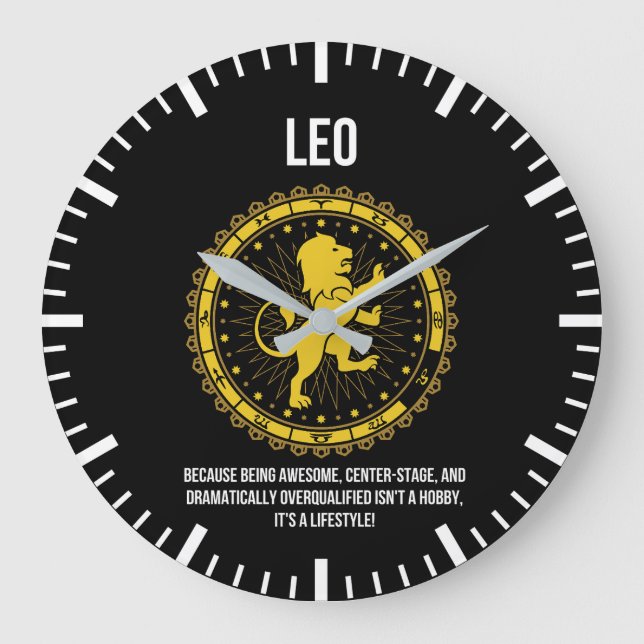 Reloj Redondo Grande Leo - Horóscopo, humor gracioso del Rótulo Zodiaco (Anverso)